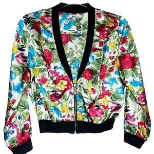 GINA TRICOT Johann Party Jacket Colorful Floral Zip Up Multicolor Size Small/36